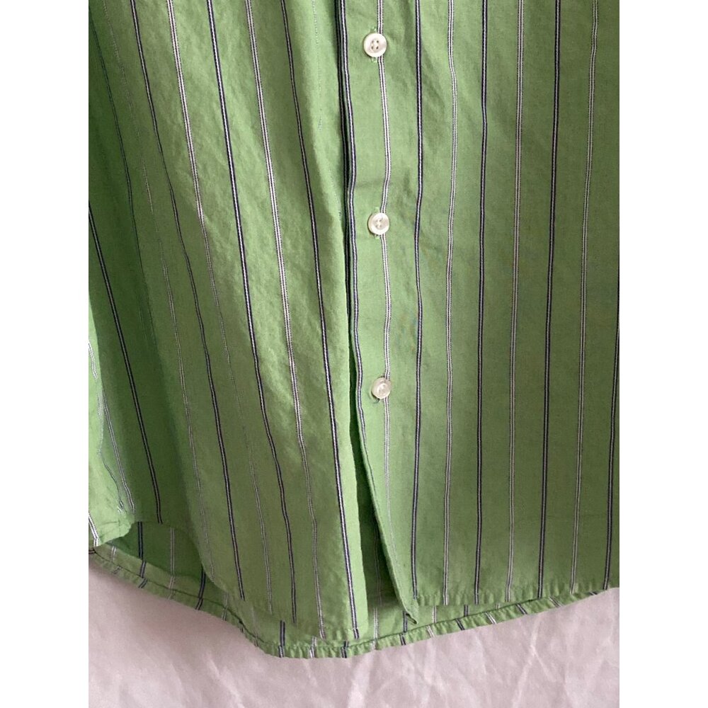 Arrow LS Shirt Green Blue White Stripe Button Down Casual Dress Boy L (14-16) - Picture 5 of 14